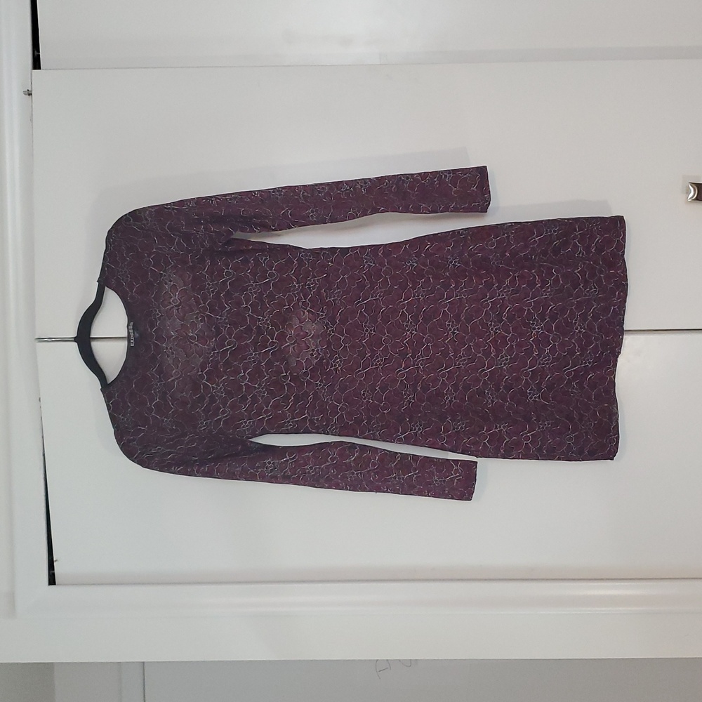 Express | Elegant Purple Backless Lace Dress | Size Small